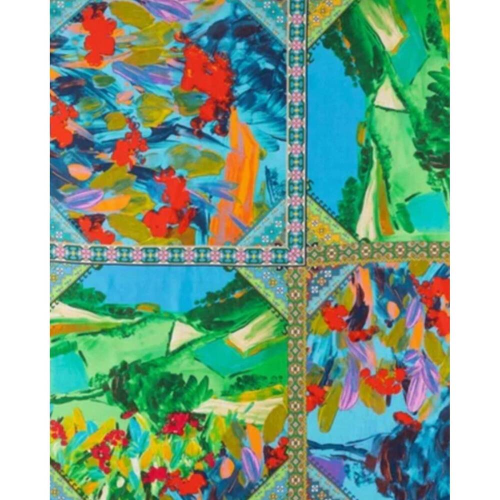 NEW JOHNNY WAS women's torenia silk scarf in green - Picture 2 of 2